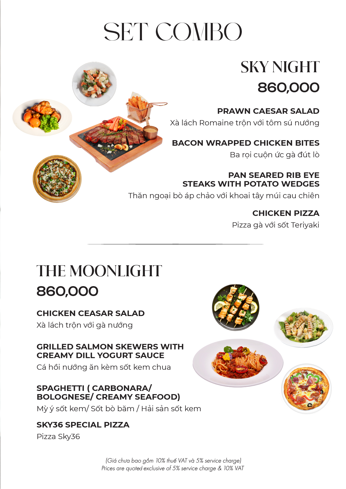 Combo đồ ăn - Menu Sky36