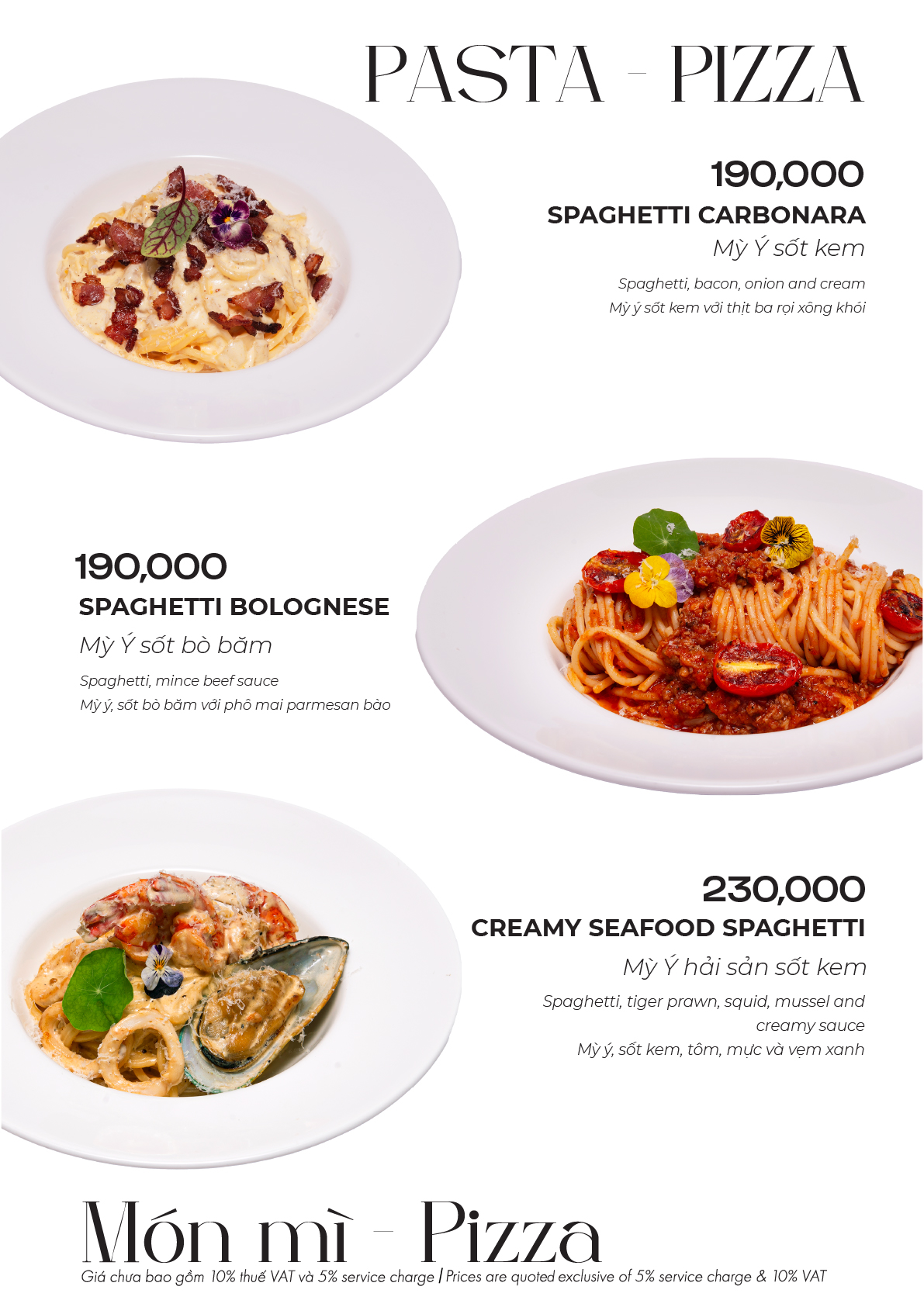Pasta & Pizza - Menu Sky36